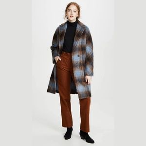Vince Wool Alpaca Mohair Blend Plaid Coat